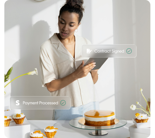 Woman looking at a tablet