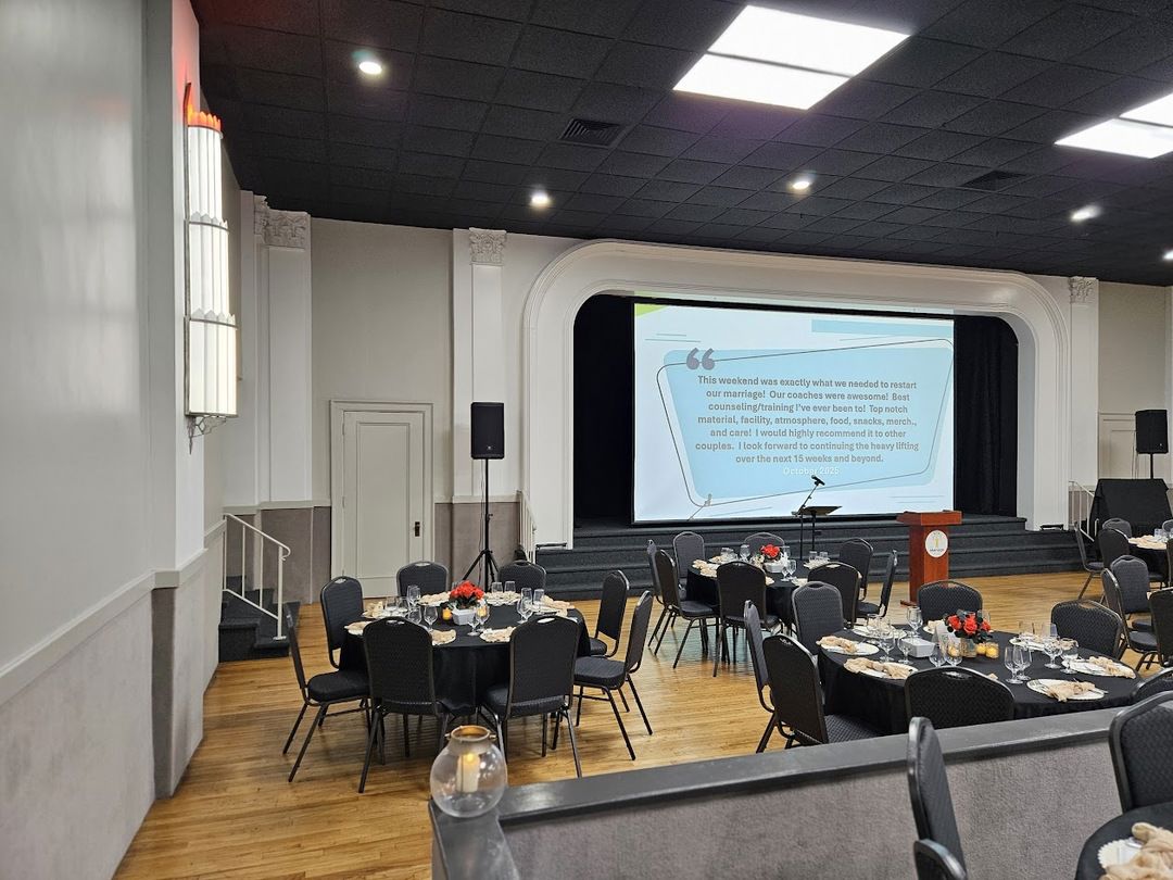 Presentation set up at an event