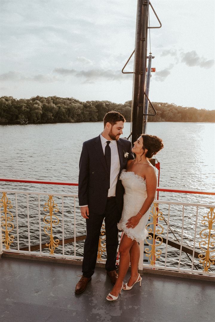 Bride and groom on the St. Johns Rivership boat