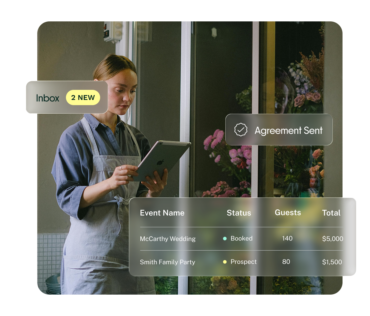 Person using tablet for event management